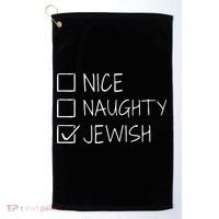 christmas nice naughty jewish for hanukkah hebrew  Golf Towel thumb 0