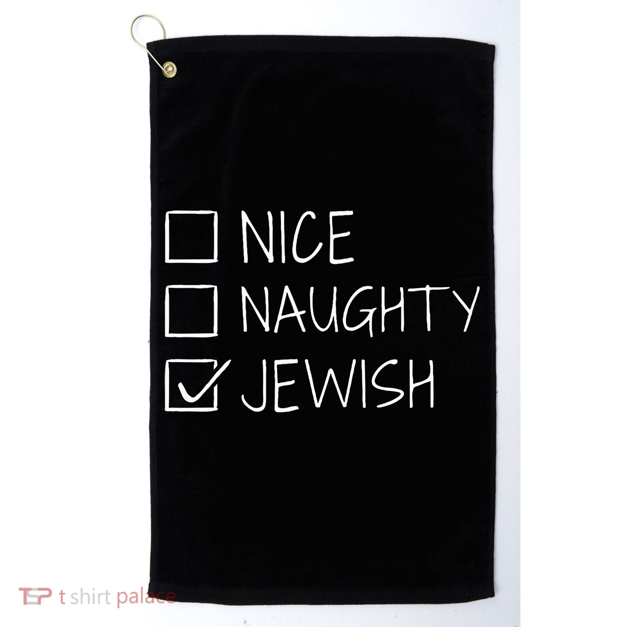 christmas nice naughty jewish for hanukkah hebrew  Golf Towel
