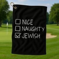 christmas nice naughty jewish for hanukkah hebrew  Golf Towel thumb 1