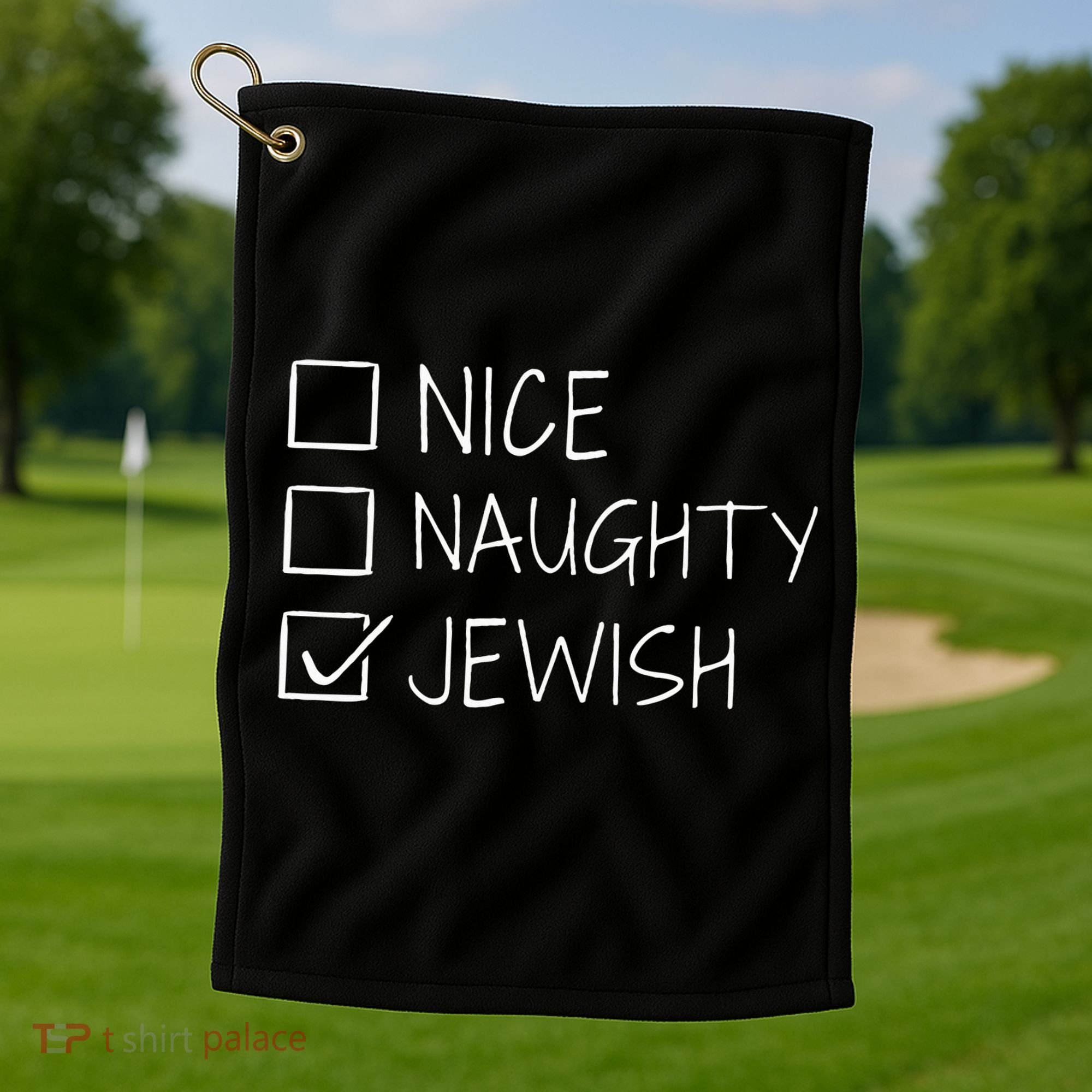 christmas nice naughty jewish for hanukkah hebrew  Golf Towel
