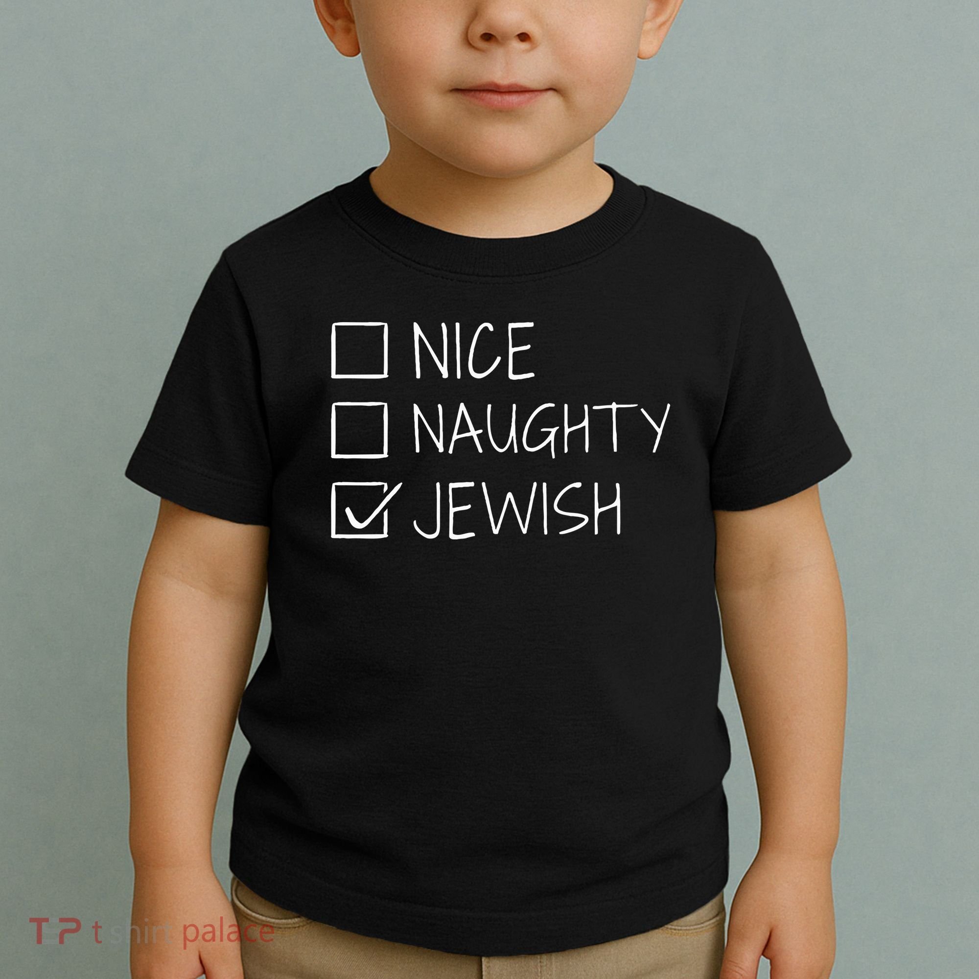 christmas nice naughty jewish for hanukkah hebrew  Toddler T-Shirt