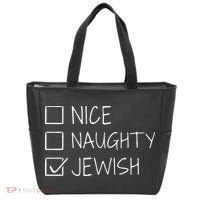 christmas nice naughty jewish for hanukkah hebrew  Tote Bag thumb 0