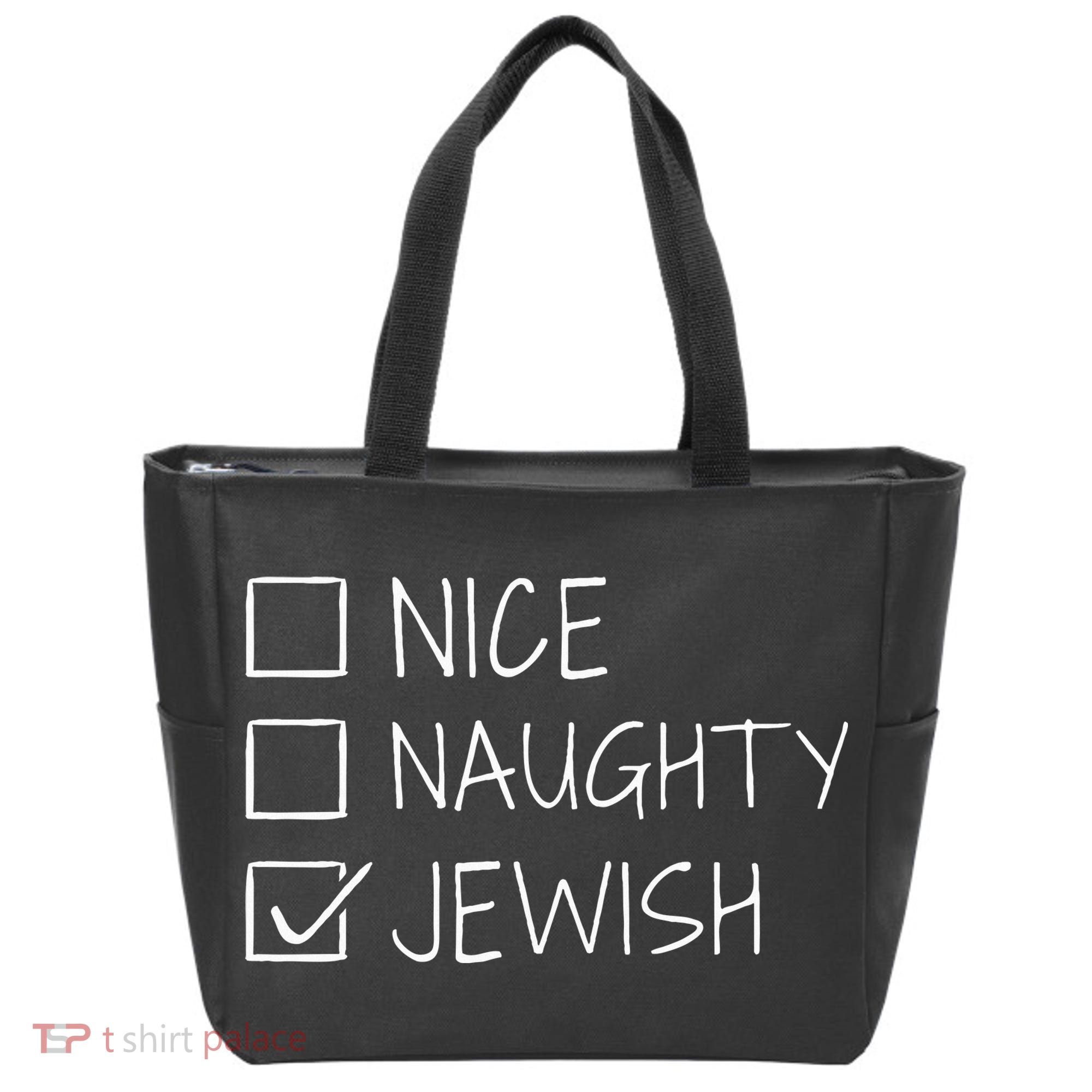 christmas nice naughty jewish for hanukkah hebrew  Tote Bag
