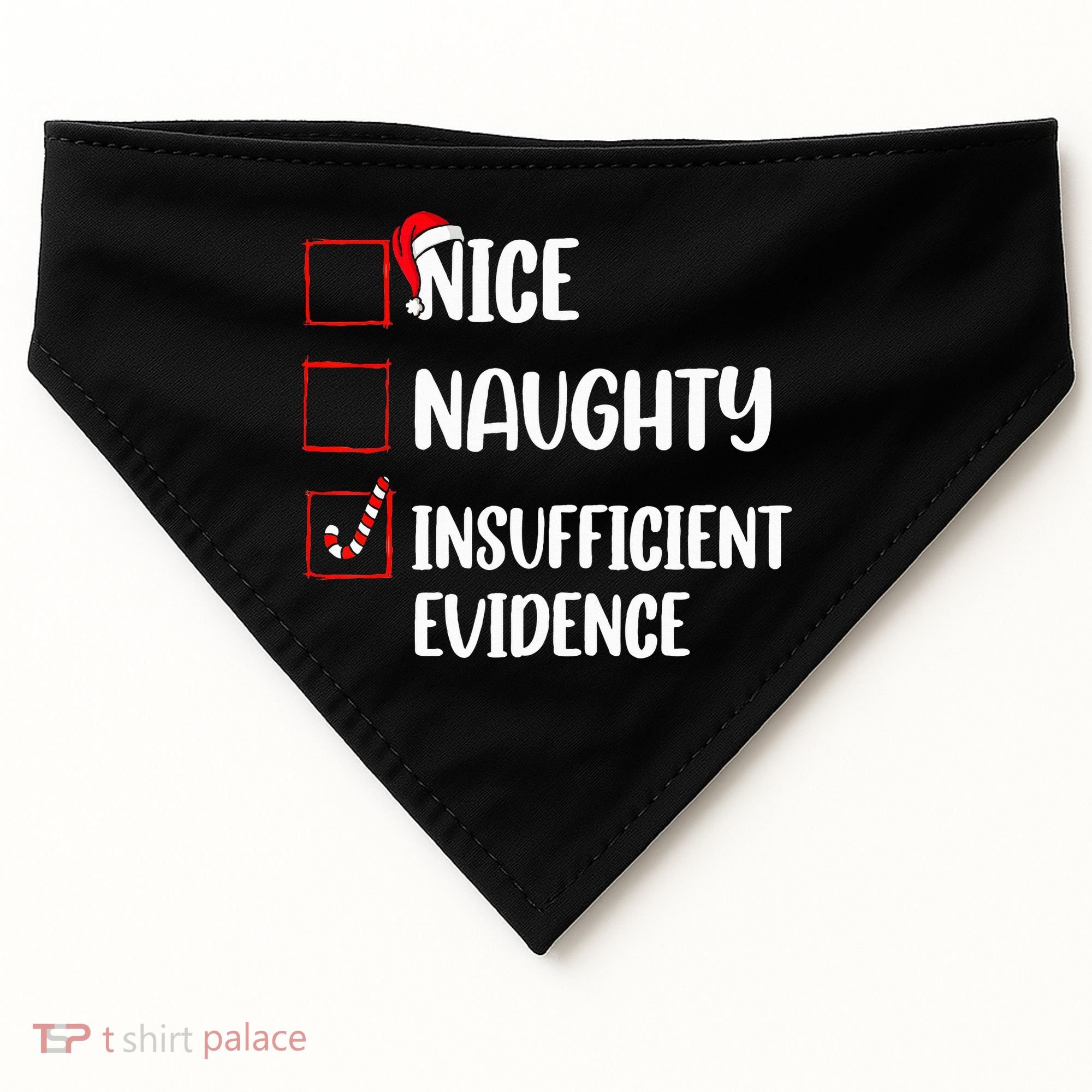 Christmas Nice Naughty Insufficient Evidence Santa USA-Made Doggie Bandana