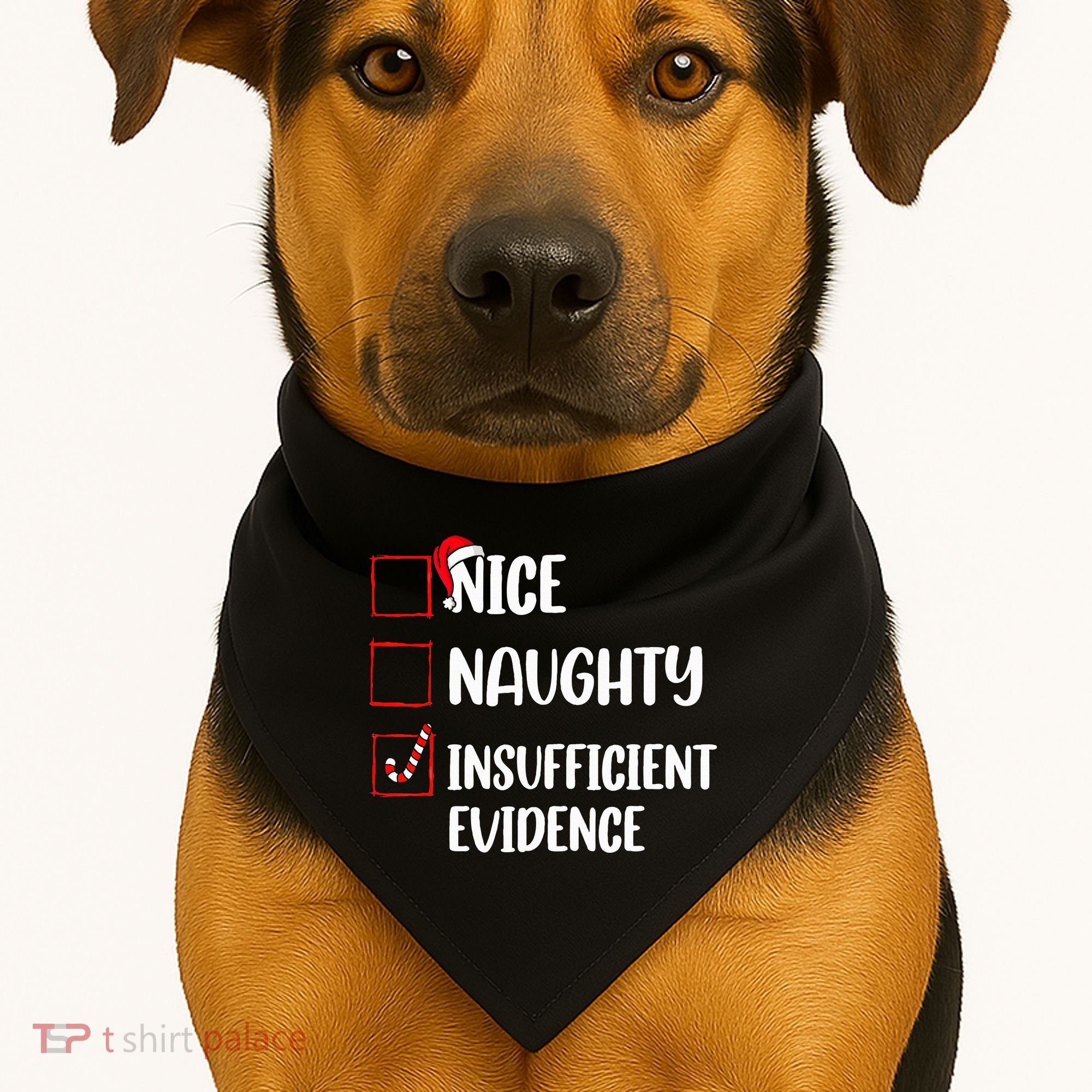 Christmas Nice Naughty Insufficient Evidence Santa USA-Made Doggie Bandana