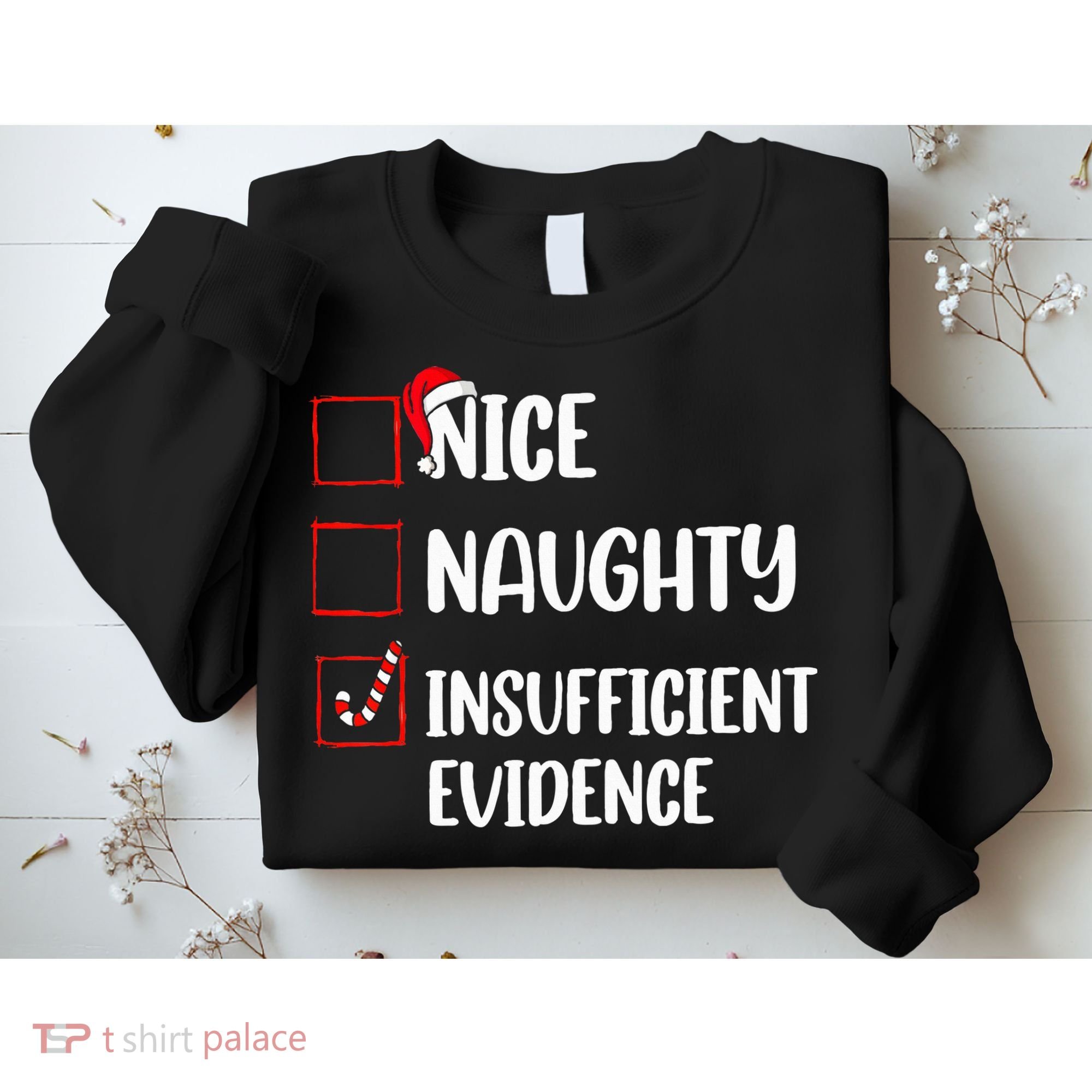 Christmas Nice Naughty Insufficient Evidence Santa Sweatshirt