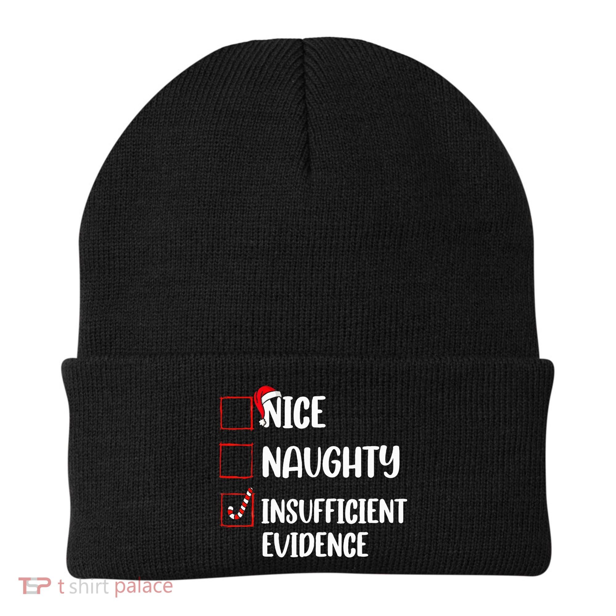 Christmas Nice Naughty Insufficient Evidence Santa Beanie