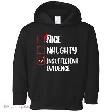 Christmas Nice Naughty Insufficient Evidence Santa Toddler Hoodie