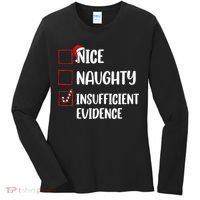 Christmas Nice Naughty Insufficient Evidence Santa Women's Long Sleeve Shirt thumb 0