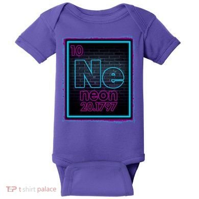 Cool NE Neon Light Periodic Table Element Baby Bodysuit