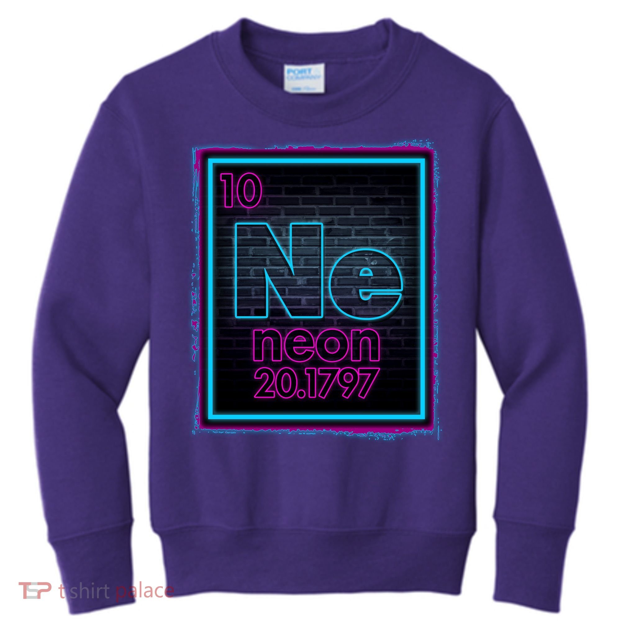 Cool NE Neon Light Periodic Table Element Kids Sweatshirt