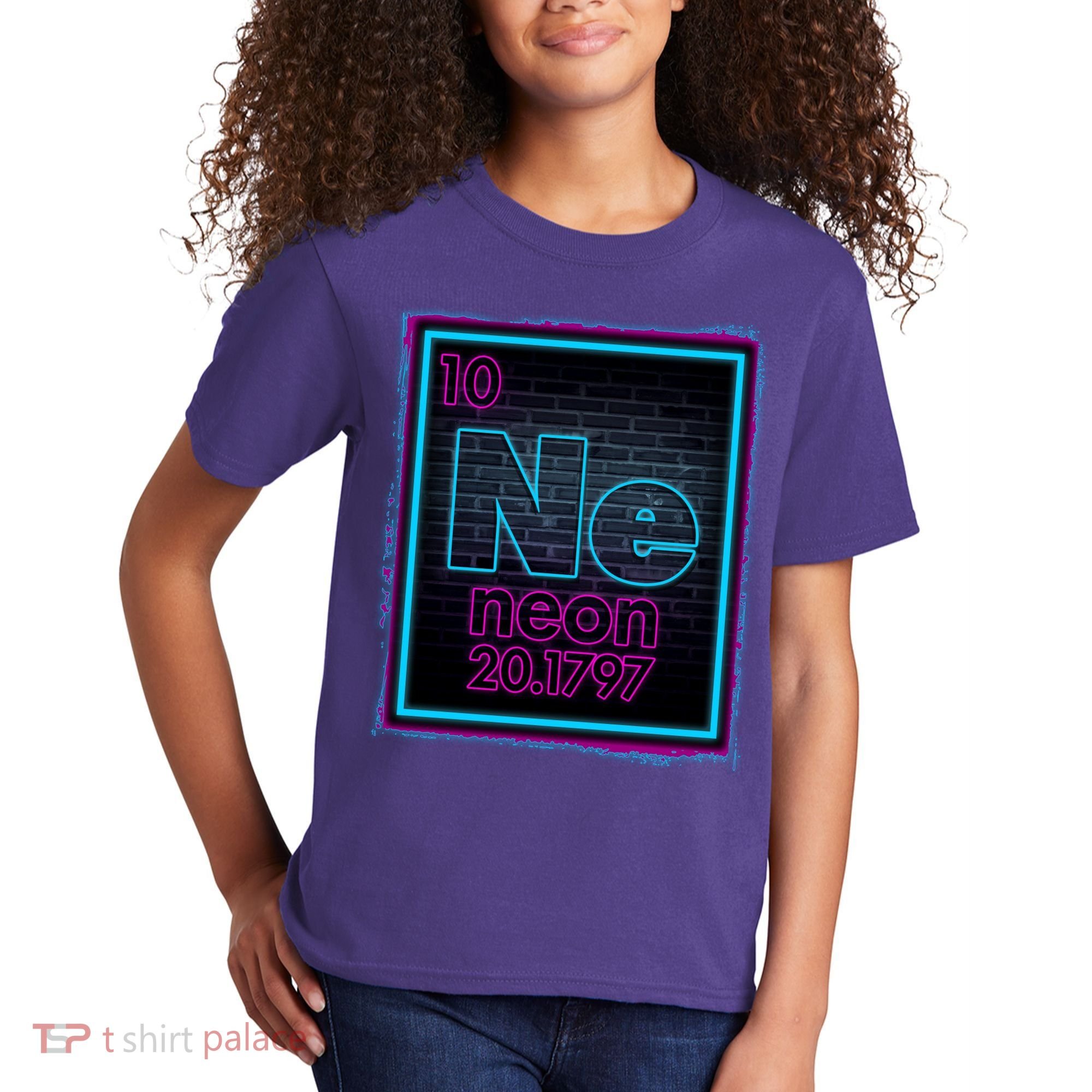 Cool NE Neon Light Periodic Table Element Kids T-Shirt