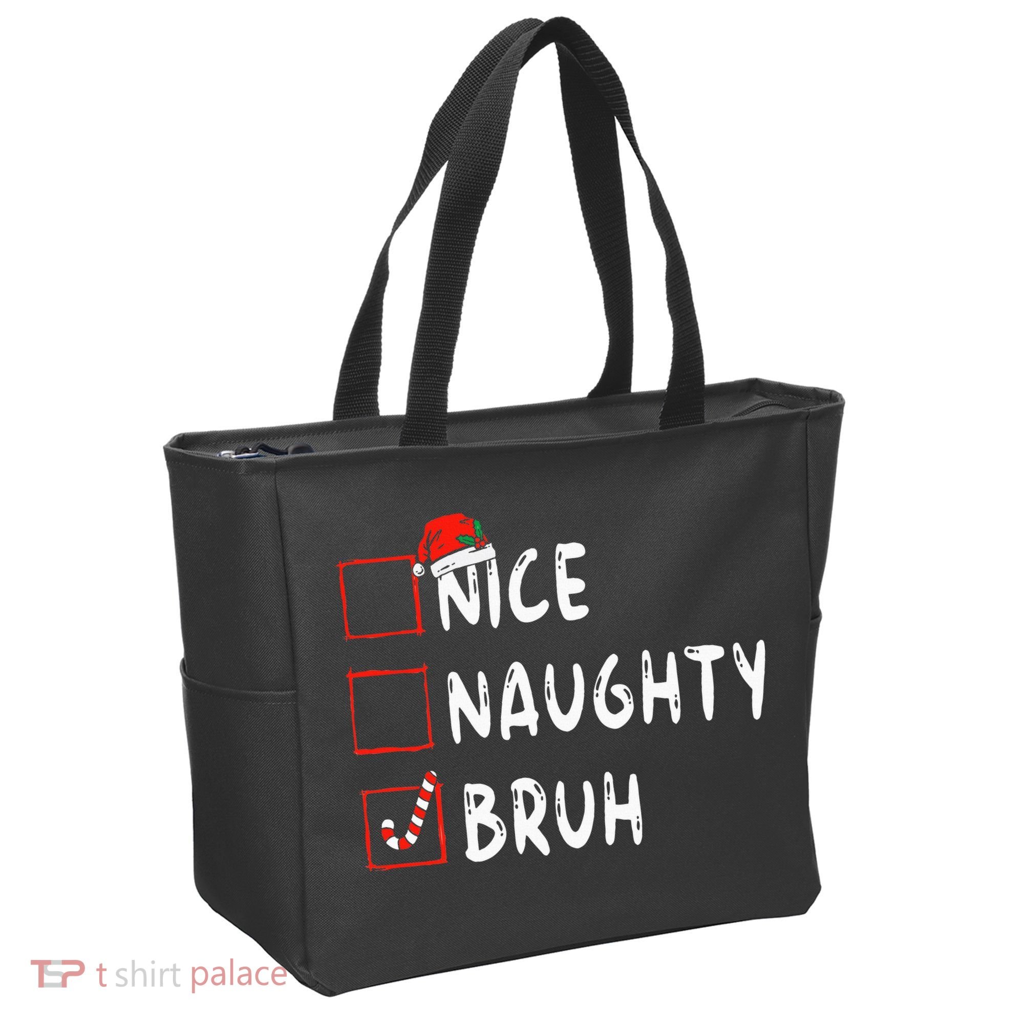 Christmas Nice Naughty Bruh Funny Xmas List Tote Bag