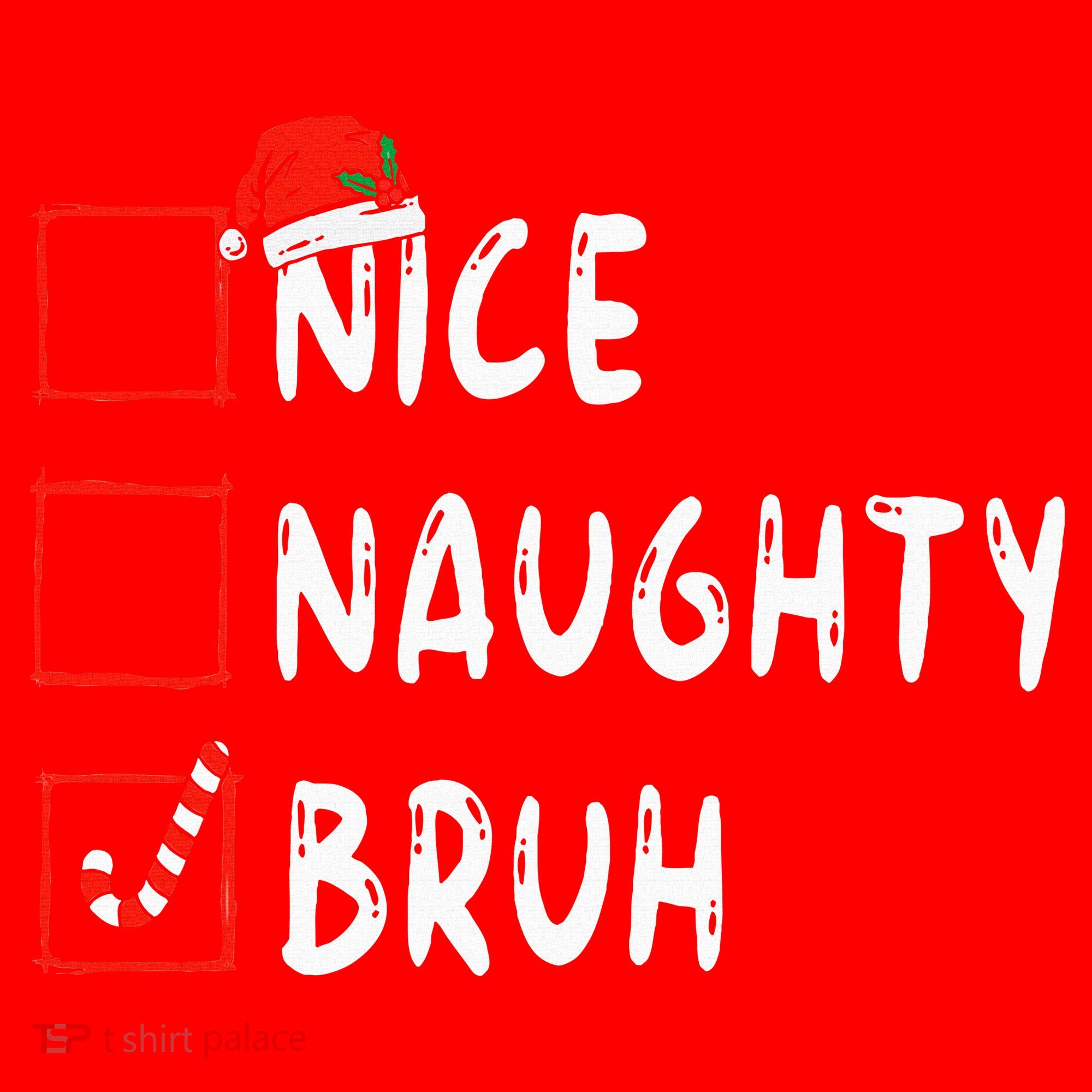 Christmas Nice Naughty Bruh Funny Xmas List Santa Hat