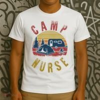 Camp Nurse Nursing Outdoor Summer Camping Retro Sunset T-Shirt thumb 3