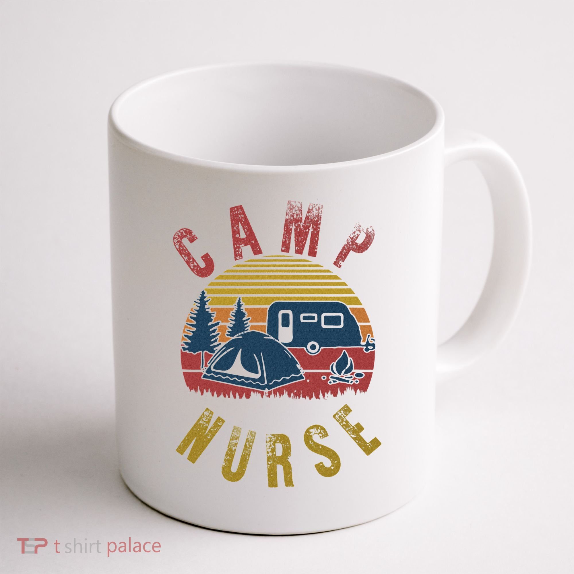 Camp Nurse Nursing Outdoor Summer Camping Retro Sunset Coffee Mug