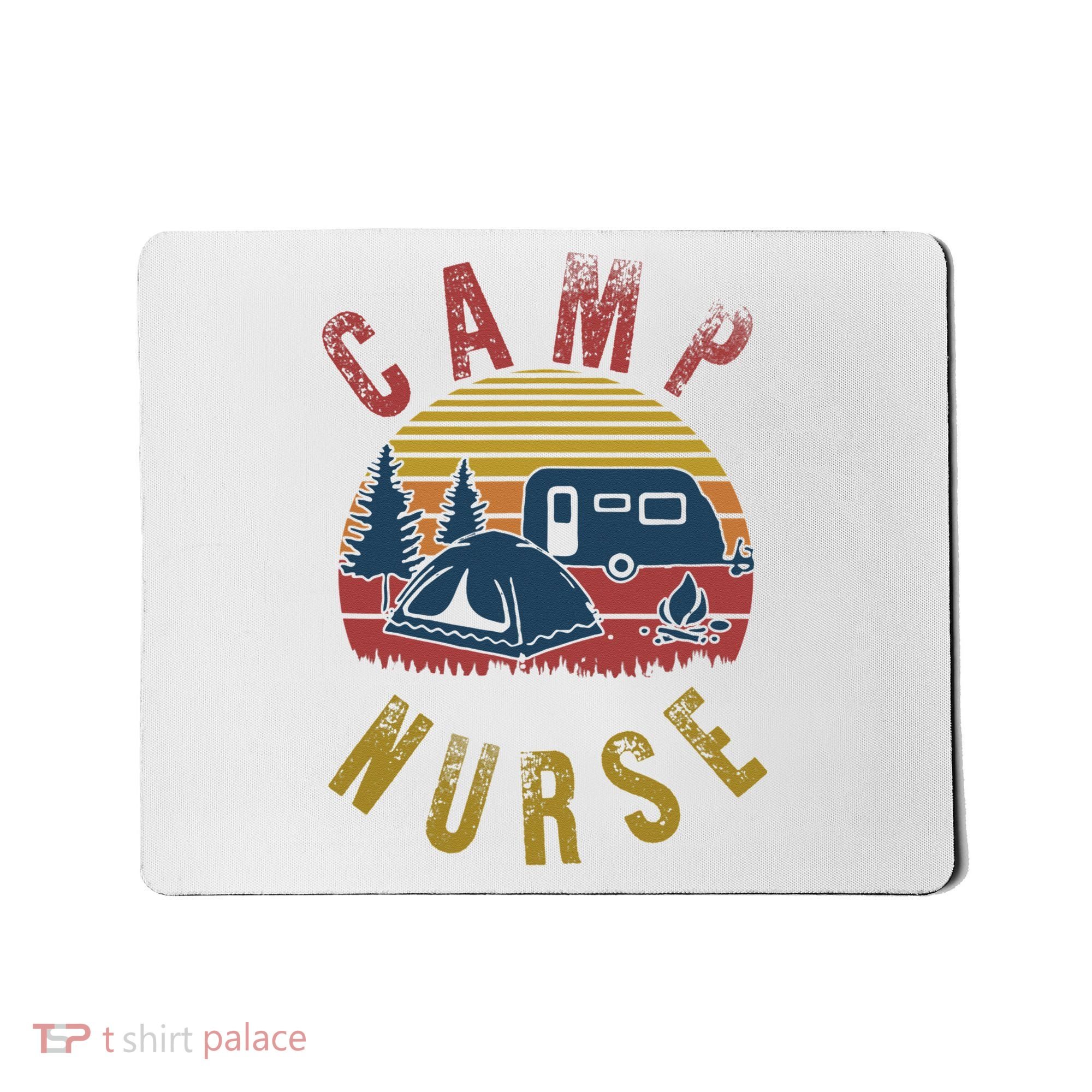 Camp Nurse Nursing Outdoor Summer Camping Retro Sunset Mousepad