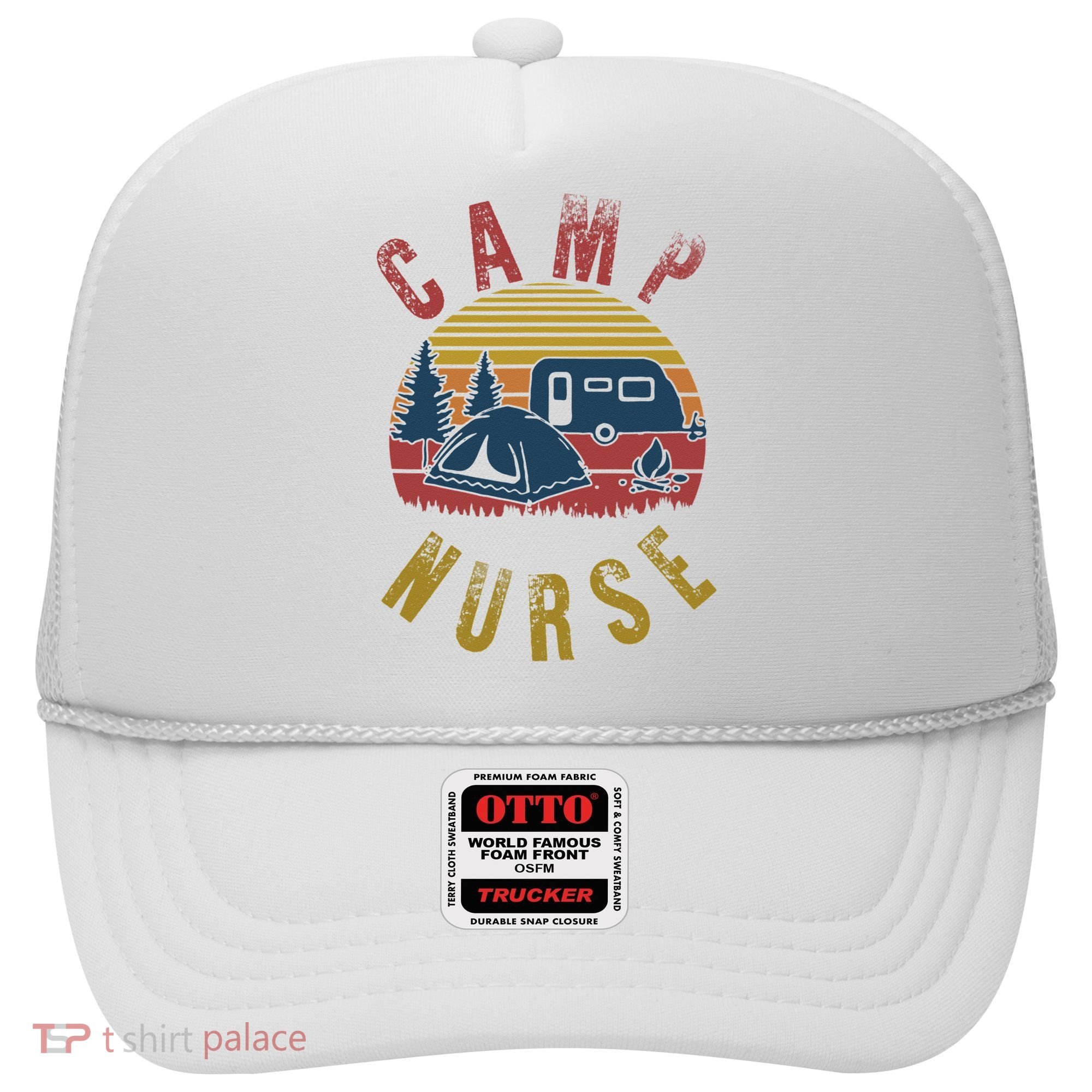 Camp Nurse Nursing Outdoor Summer Camping Retro Sunset Hat