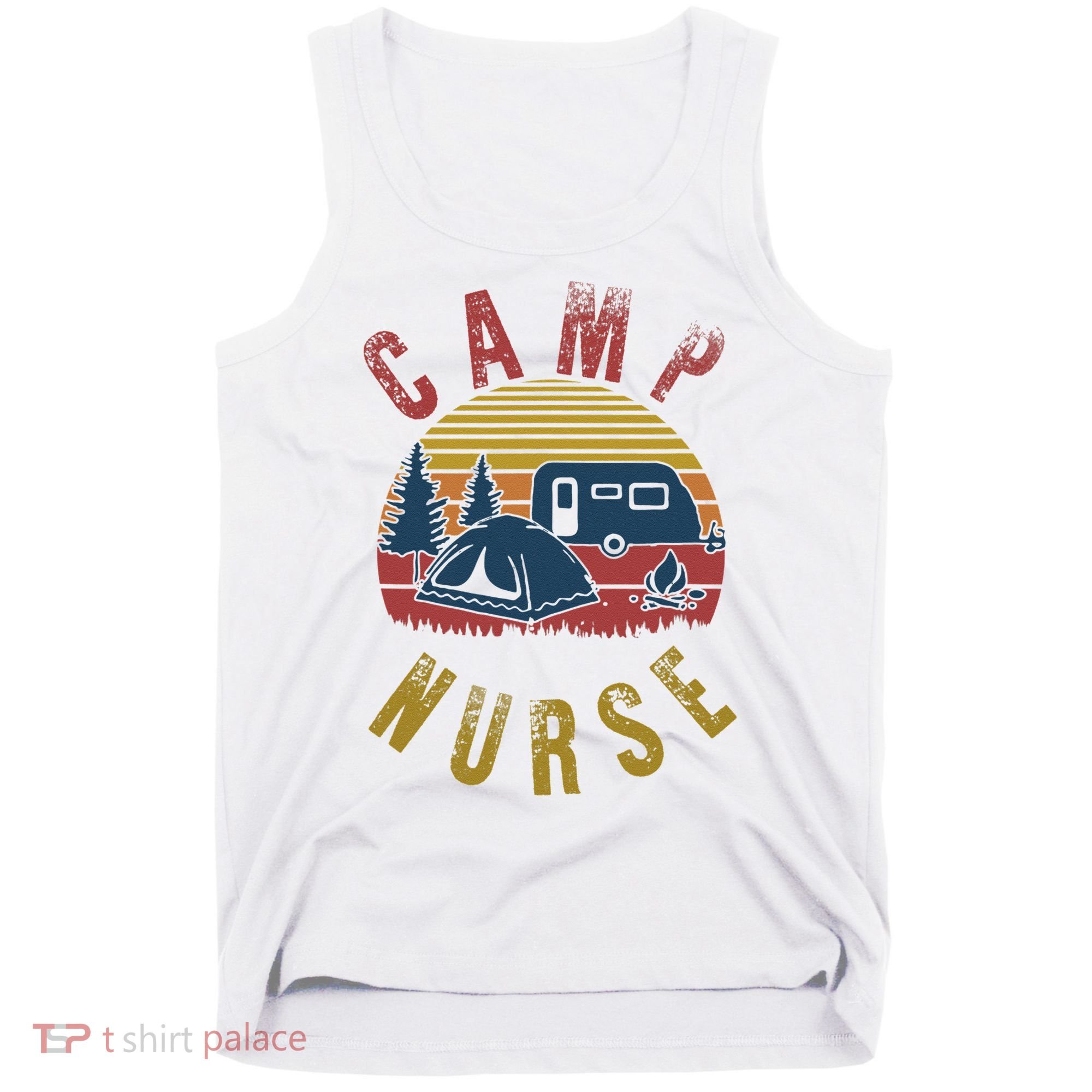 Camp Nurse Nursing Outdoor Summer Camping Retro Sunset Tank Top