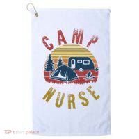 Camp Nurse Nursing Outdoor Summer Camping Retro Sunset Golf Towel thumb 0