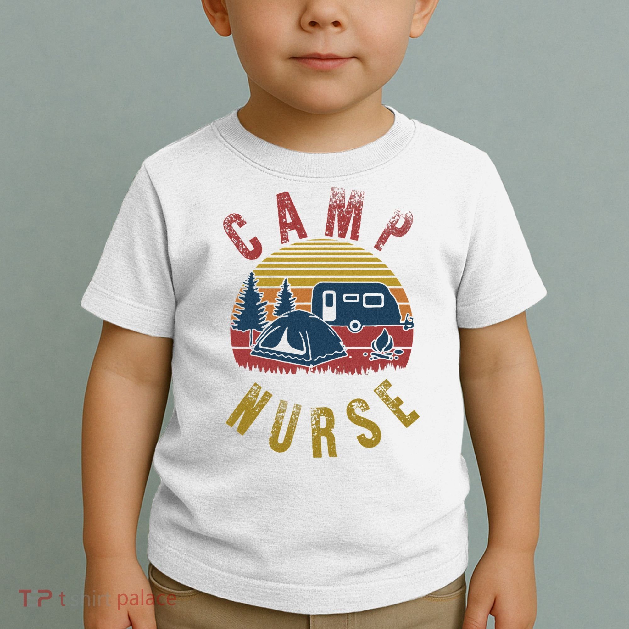 Camp Nurse Nursing Outdoor Summer Camping Retro Sunset Toddler T-Shirt