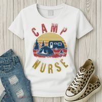 Camp Nurse Nursing Outdoor Summer Camping Retro Sunset Women's T-Shirt thumb 3