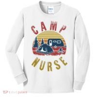 Camp Nurse Nursing Outdoor Summer Camping Retro Sunset Kids Long Sleeve Shirt thumb 0