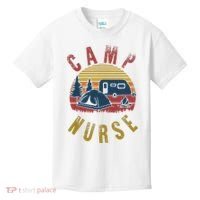Camp Nurse Nursing Outdoor Summer Camping Retro Sunset Kids T-Shirt thumb 0