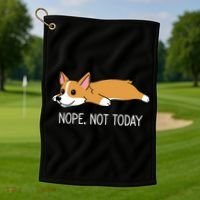 Corgi Nope Not Today Gift Golf Towel thumb 1