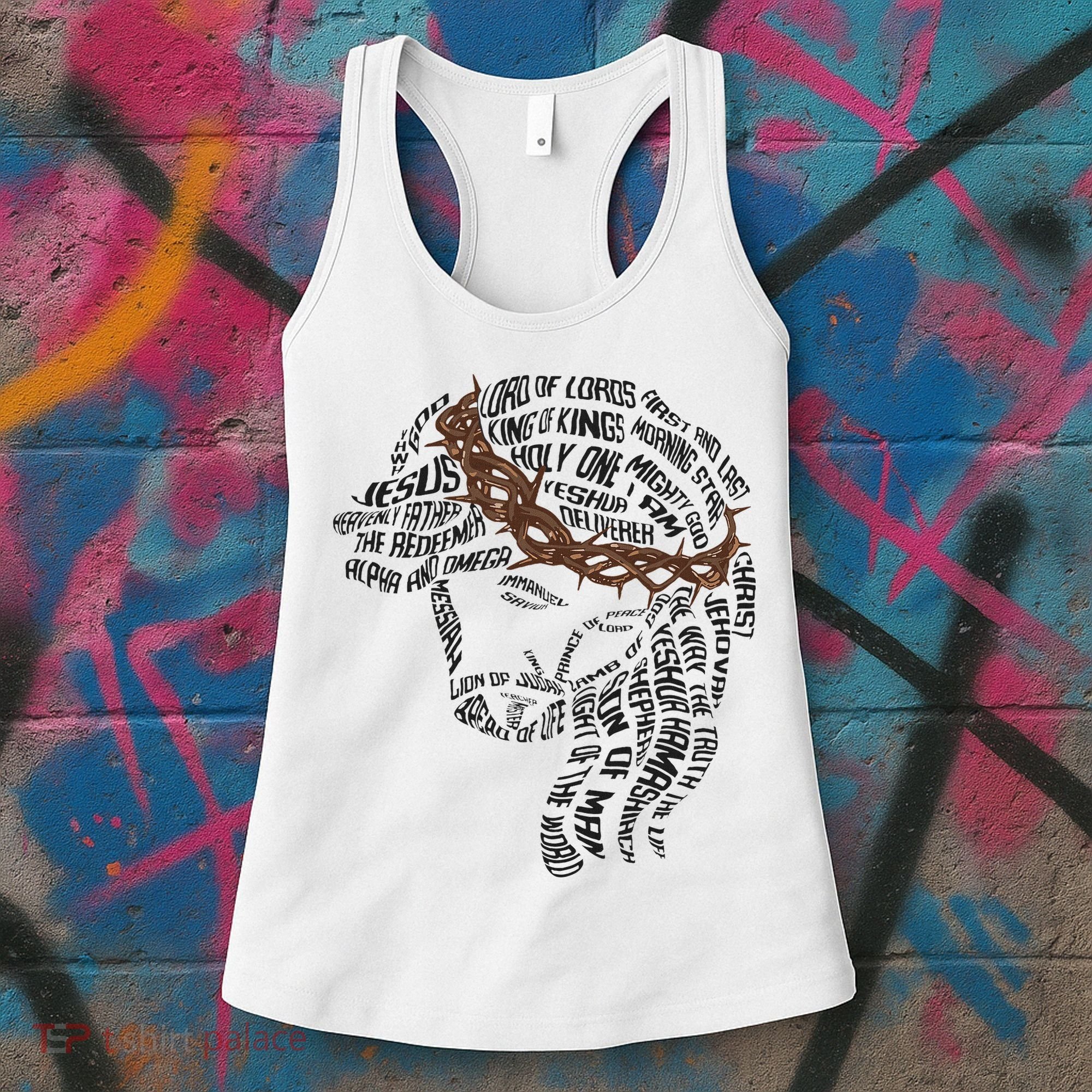 Christian Names Of Jesus Christ Face Gospel Religious Bible Women's Tank Top