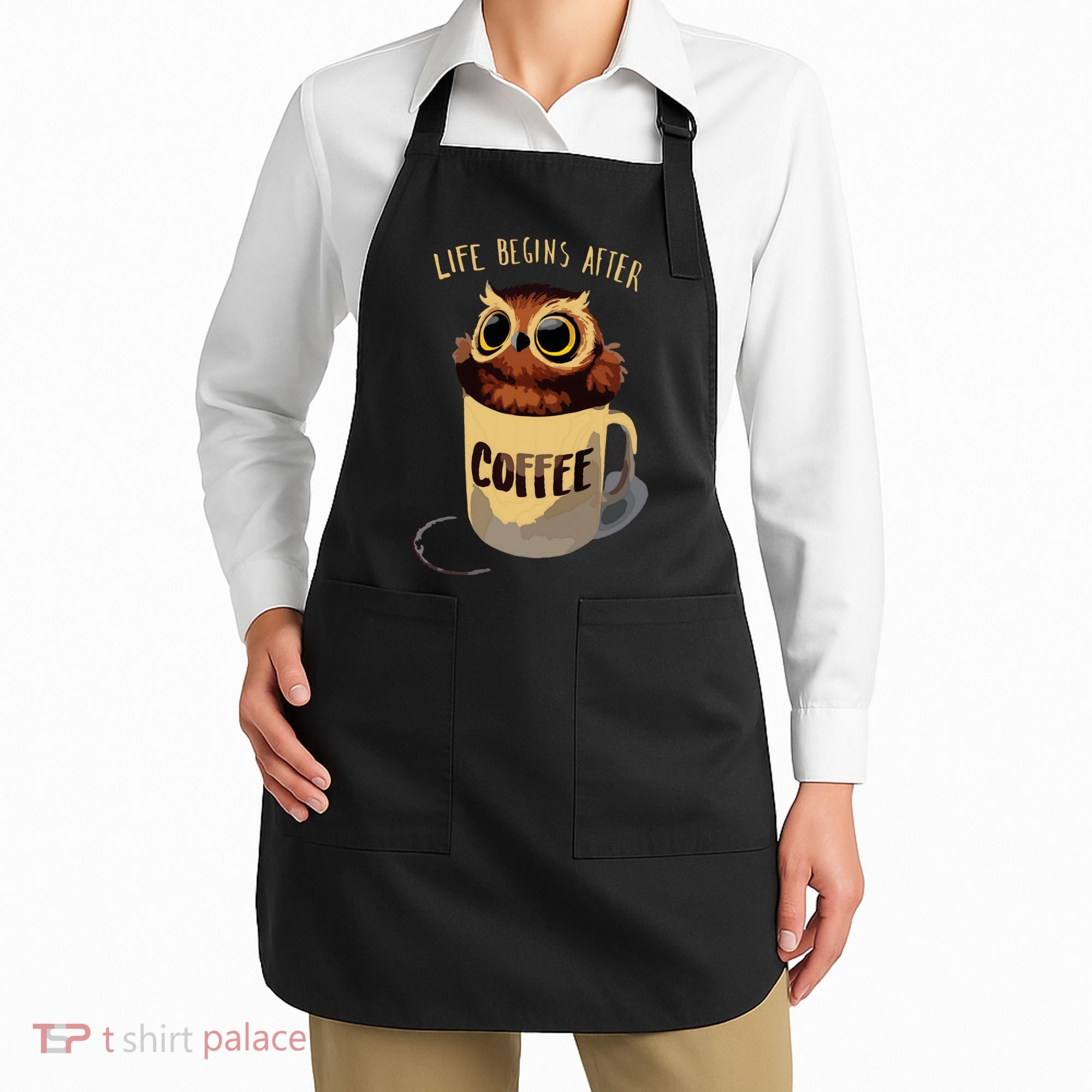 Cute Night Owl Coffee Apron