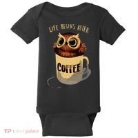 Cute Night Owl Coffee Baby Bodysuit thumb 0