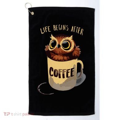Cute Night Owl Coffee Golf Towel