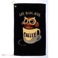 Cute Night Owl Coffee Golf Towel thumb 0