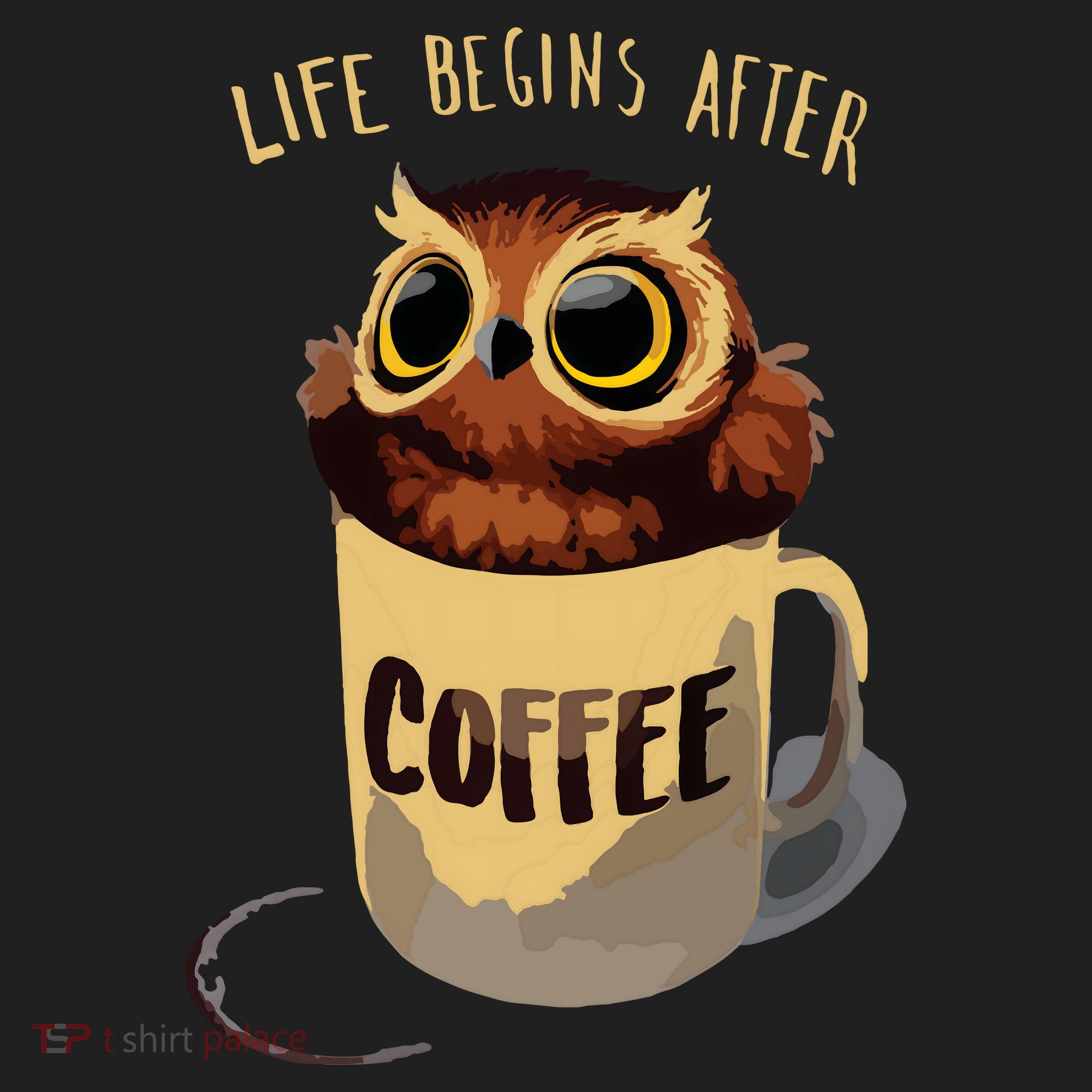 Cute Night Owl Coffee Golf Towel
