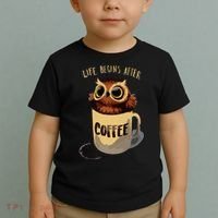Cute Night Owl Coffee Toddler T-Shirt thumb 2