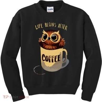 Cute Night Owl Coffee Kids Sweatshirt