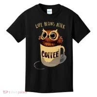 Cute Night Owl Coffee Kids T-Shirt thumb 0