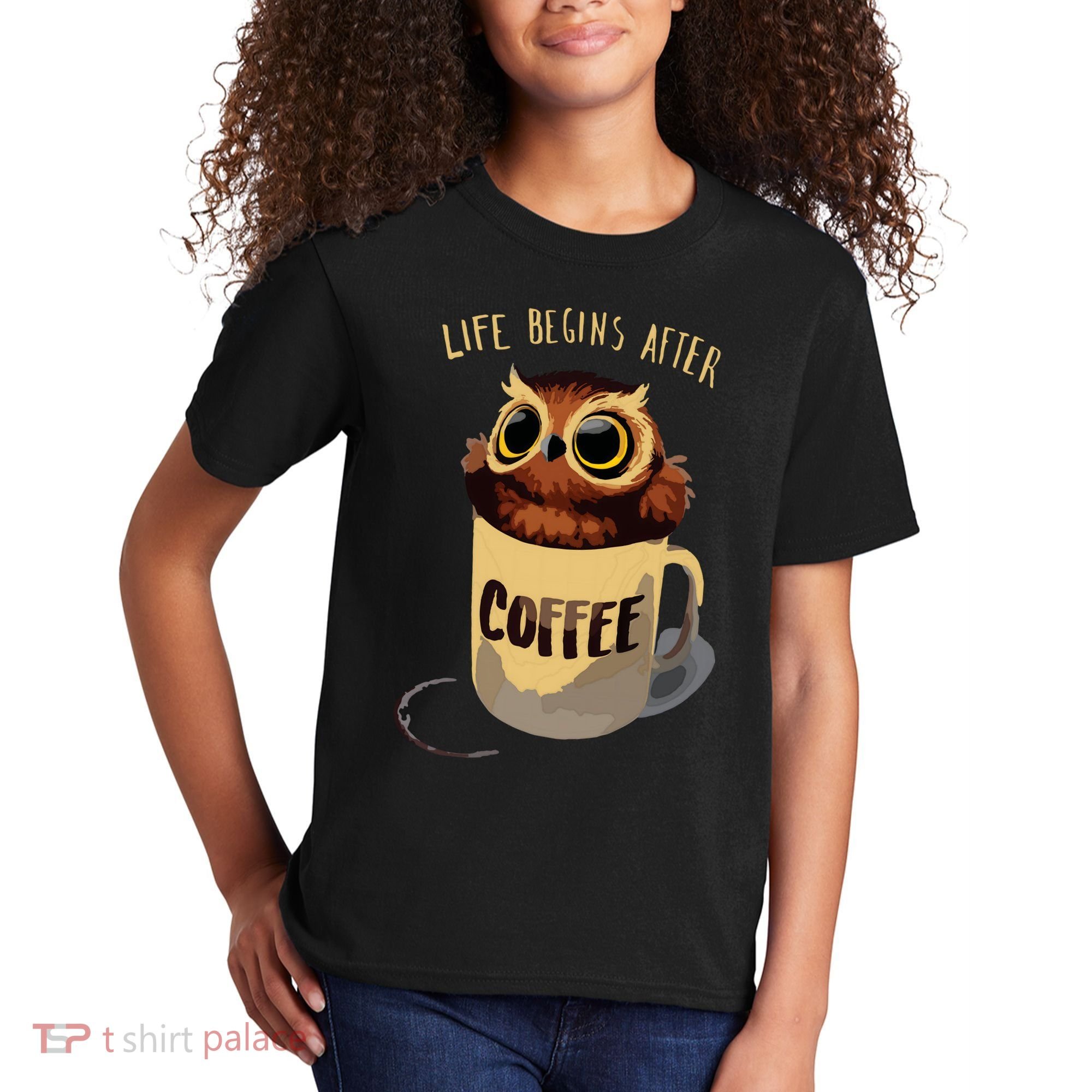Cute Night Owl Coffee Kids T-Shirt