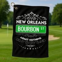 Classy New Orleans Bourbon Street Cool Fun NOLA Mardi Gras Golf Towel thumb 1