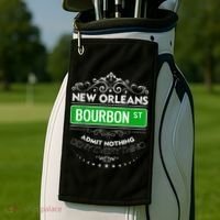 Classy New Orleans Bourbon Street Cool Fun NOLA Mardi Gras Golf Towel thumb 2