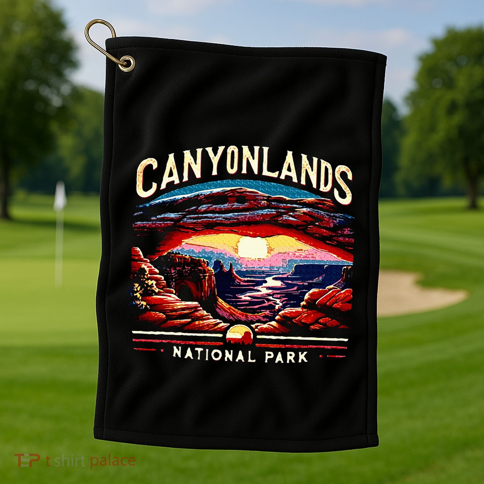 Canyonlands National Park Sunset Landscape Graphic Golf Towel