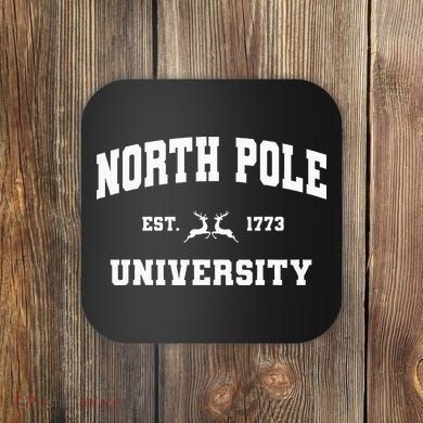 Christmas North Pole University Santa Workshop Elves Red Coaster