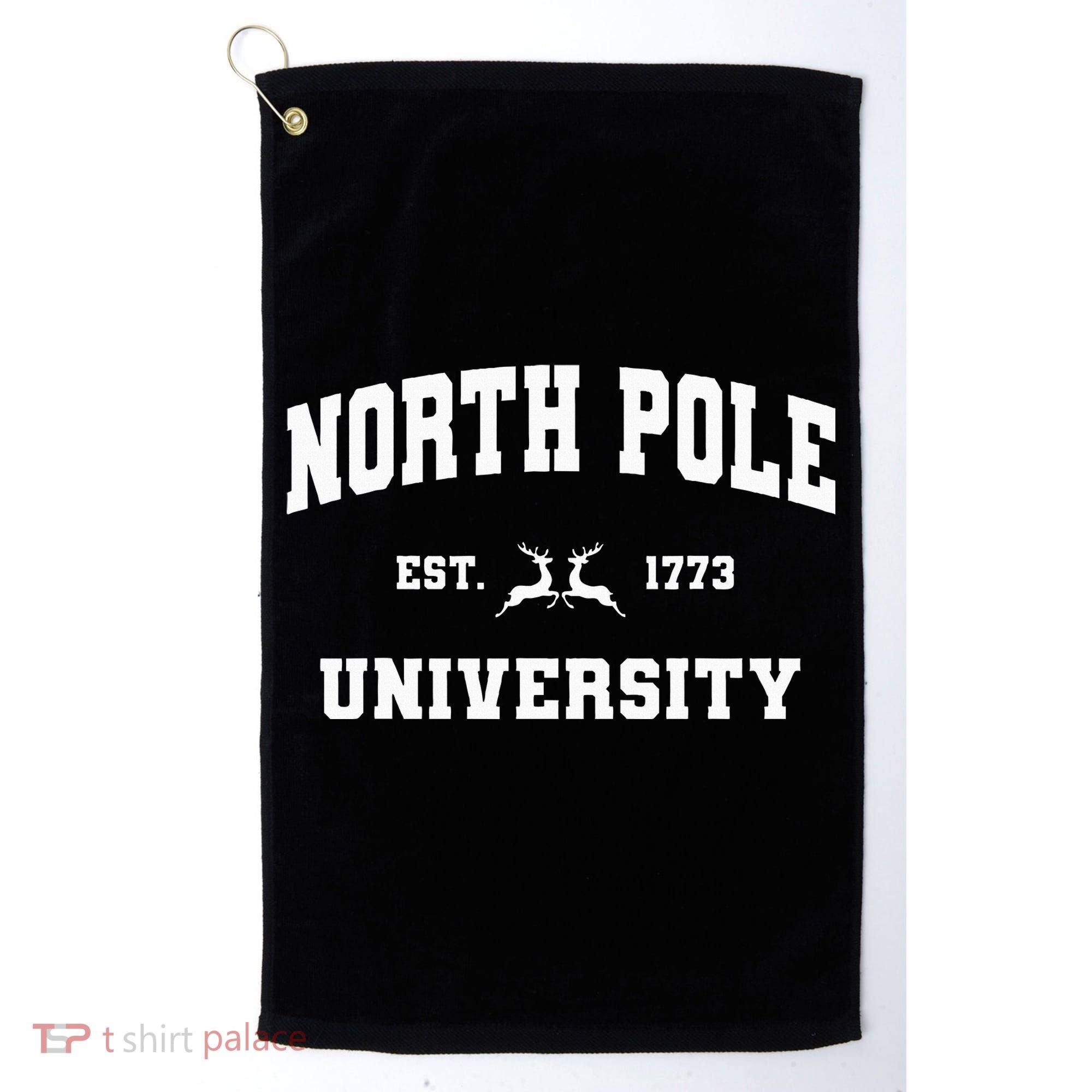 Christmas North Pole University Santa Workshop Elves Red Golf Towel