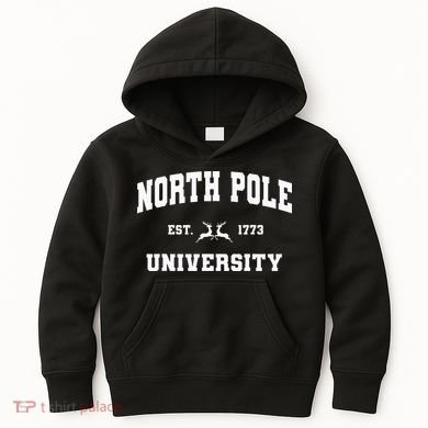 Christmas North Pole University Santa Workshop Elves Red Kids Hoodie