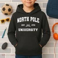 Christmas North Pole University Santa Workshop Elves Red Kids Hoodie thumb 2