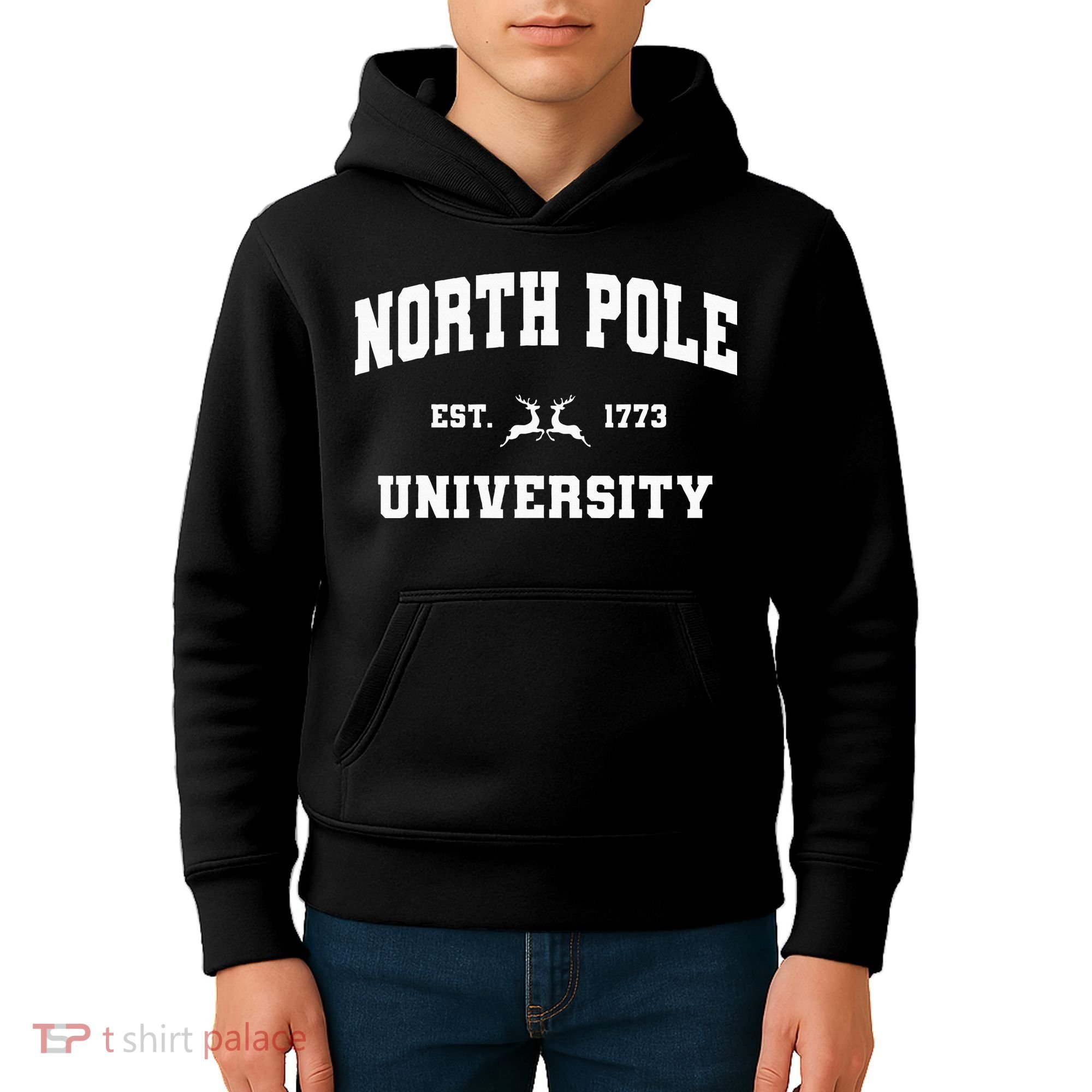 Christmas North Pole University Santa Workshop Elves Red Kids Hoodie