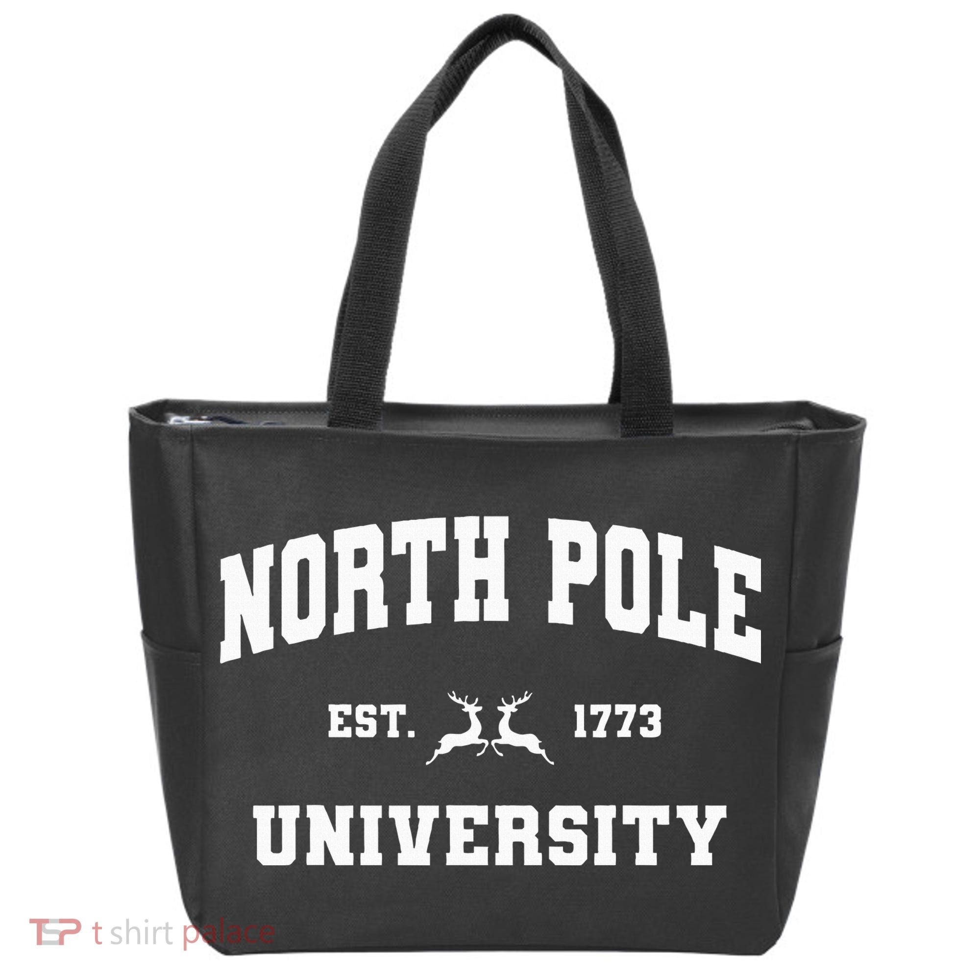 Christmas North Pole University Santa Workshop Elves Red Tote Bag