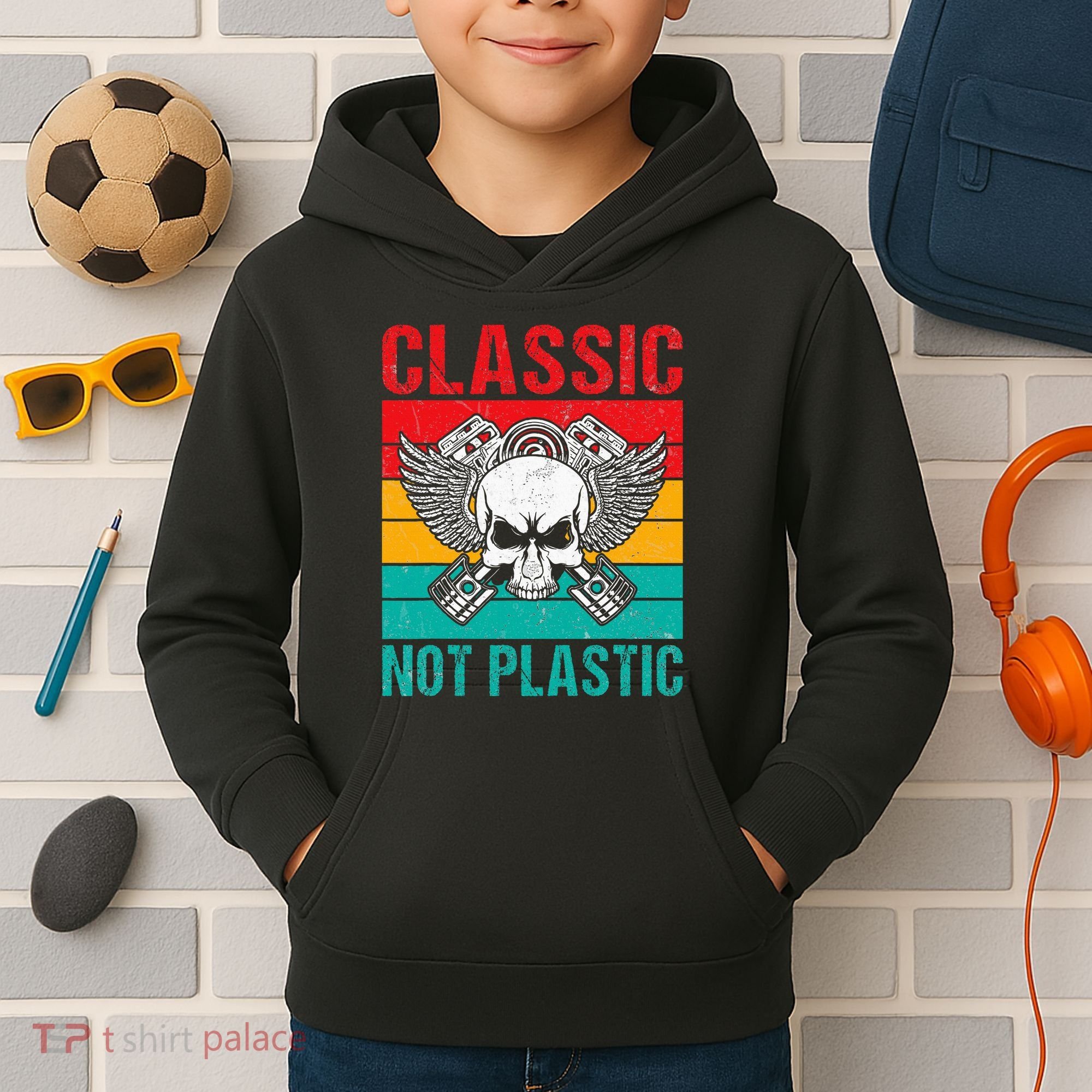 Classic Not Plastic Muscle Car Kids Hoodie
