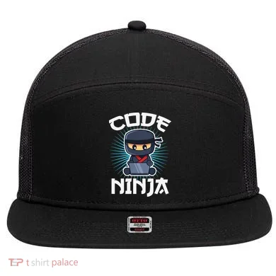 Code Ninja Programmer Coder Computer Programming Coding 7 Panel Mesh Trucker Snapback Hat